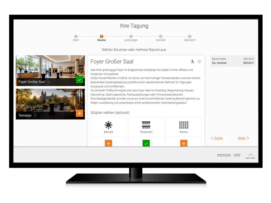 Die Onlinebuchung WebApp ist komplett responsive