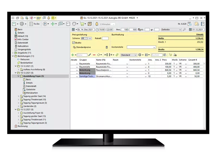 Veranstaltung in Vorgaenge gegliedert