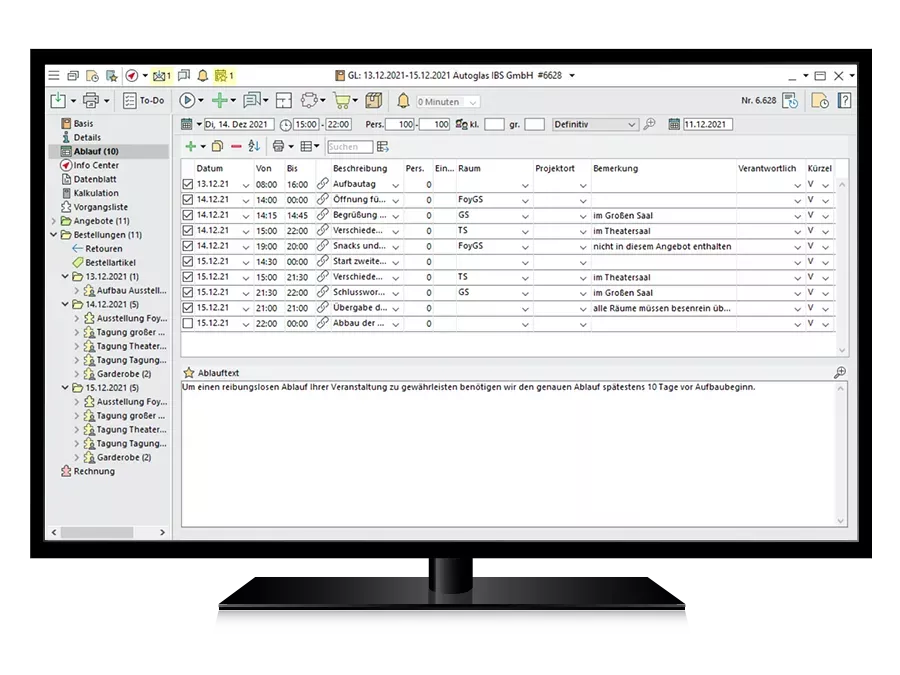 Detaillierter Veranstaltungsablauf 